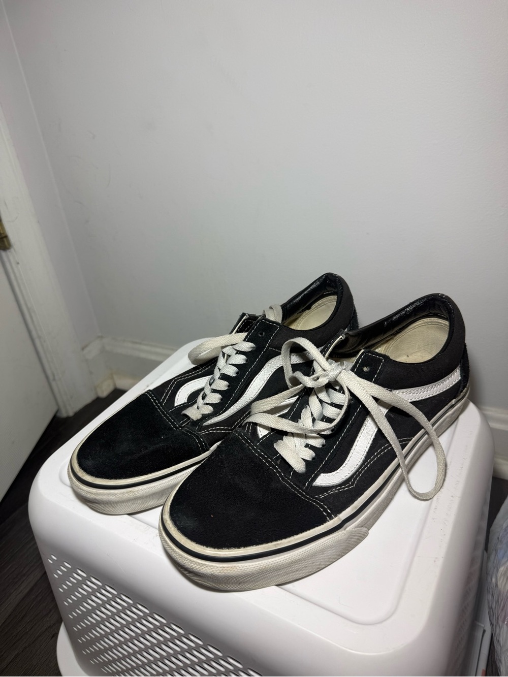 VANS Black Low-Top Canvas Skate Shoes with White Stripe